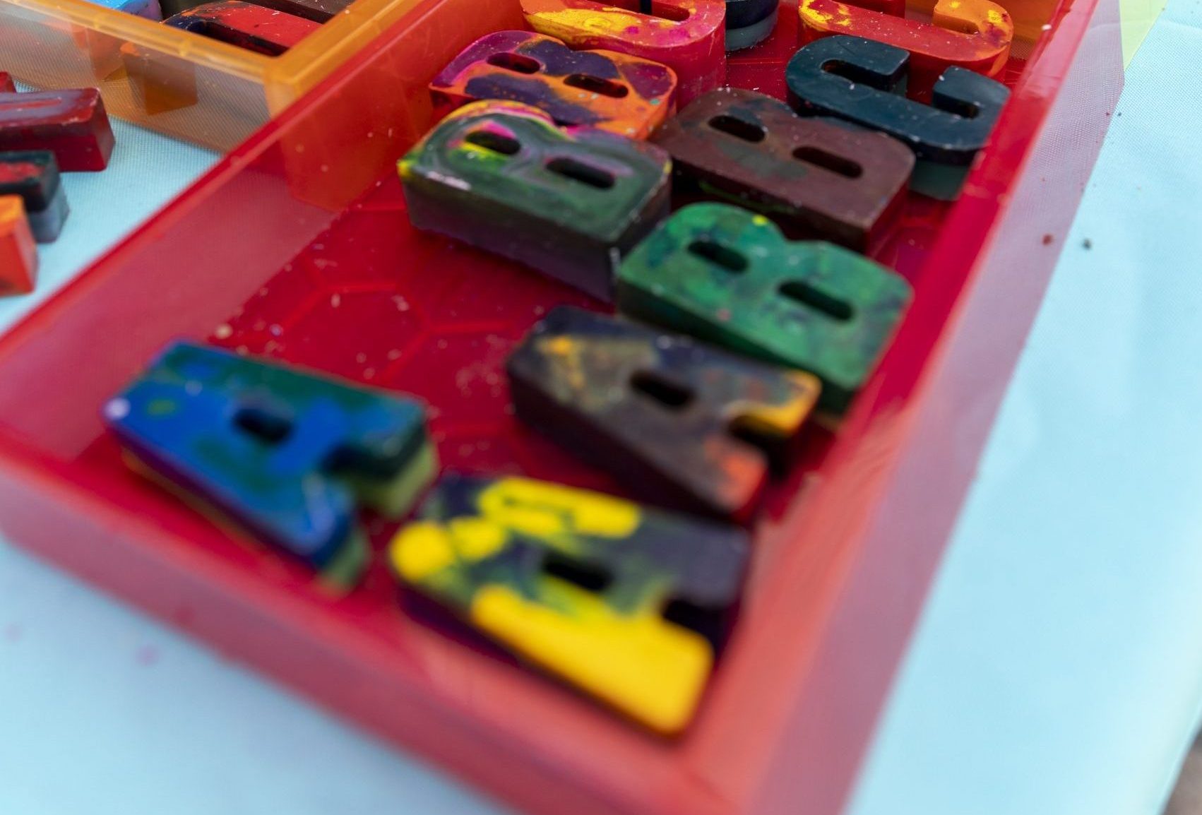 Crayonames recycled crayons in letter shapes